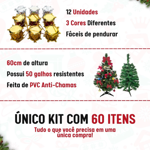 KIT ÁRVORE DE NATAL 60 PEÇAS