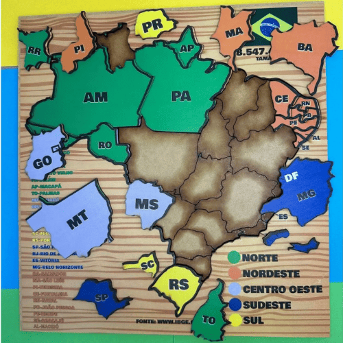 (COMPRE 1 E LEVE 2) - Quebra-Cabeça Mapa do Brasil e Mundi Montessori